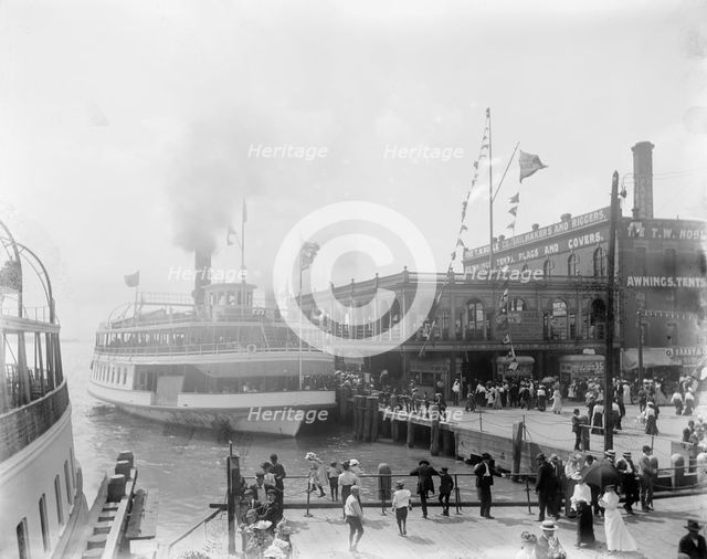 Str. Promise at ferry dock, Detroit, Mich., between 1900 and 1910. Creator: Unknown.