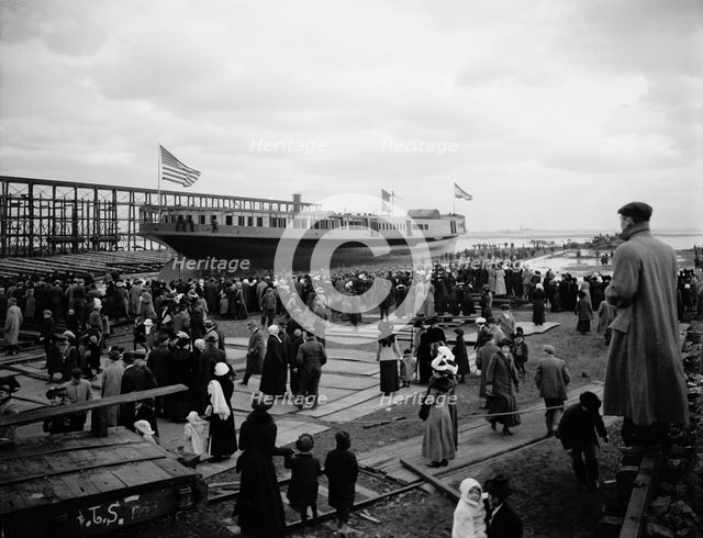 Str. Seeandbee just after the launch, 1912 Nov 9. Creator: William H. Jackson.