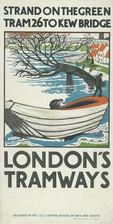 Strand on the Green, Tram 26 to Kew Bridge London County Council (LCC) Tramways poster, 1924. Artist: M Haythorne