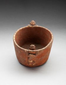 Straight-Sided Bowl with Modeled Figures in Interior and Climbing Sides, A.D. 1470/1600. Creator: Unknown