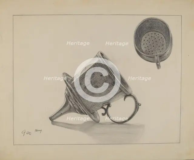 Strainer with Funnel, c. 1936. Creator: Yolande Delasser.