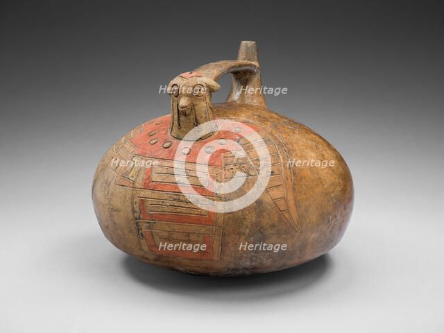 Strap-Handled Vessel in the Form of a Bird with Abstract Pattern on Body, 650/150 B.C. Creator: Unknown.