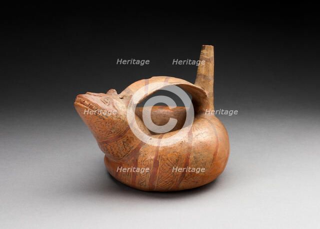 Strap-Handled Circular Jar in the Form a Composite Feline-Serpent with Diagonal..., 100 B.C./A.D. 50 Creator: Unknown.