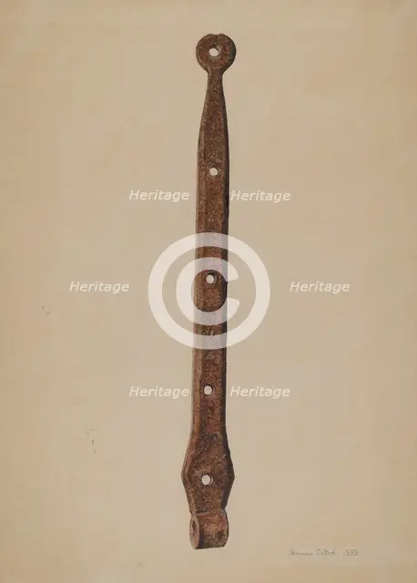 Strap Hinge for Door, 1939. Creator: Herman O. Stroh.