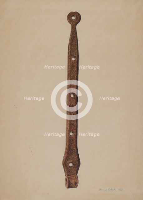 Strap Hinge for Door, 1939. Creator: Herman O. Stroh.