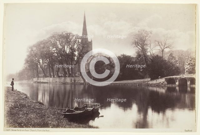 Stratford-on-Avon, Church from the Avon, 1860/94. Creator: Francis Bedford.