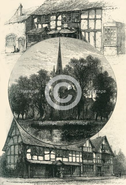 'Stratford Church, and Shakespeare's House, As It Was and As It Is', c1870.