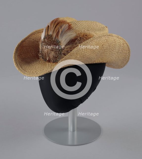 Straw cowboy hat with feathered hat band worn by Arthur Lee, ca. 2000. Creator: Unknown.