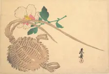 Straw Basket for Fish (?) and Mokuge Flower, ca. 1875., ca. 1875. Creator: Shibata Zeshin