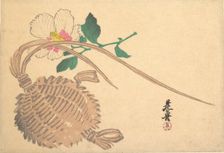 Straw Basket for Fish (?) and Mokuge Flower, ca. 1875., ca. 1875. Creator: Shibata Zeshin