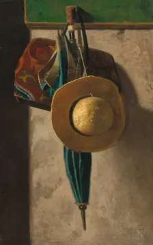 Straw Hat, Bag, and Umbrella, 1890/early 1900s. Creator: John Frederick Peto