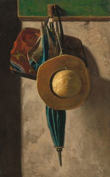 Straw Hat, Bag, and Umbrella, 1890/early 1900s. Creator: John Frederick Peto