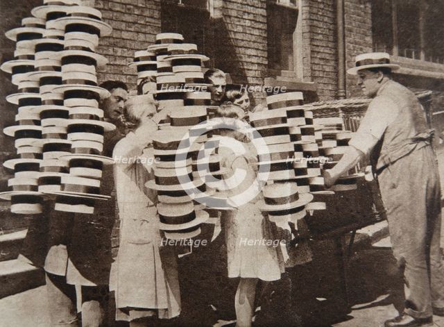 Straw hat factory, Luton, Bedfordshire, 1930. Creator: Fox Photos.