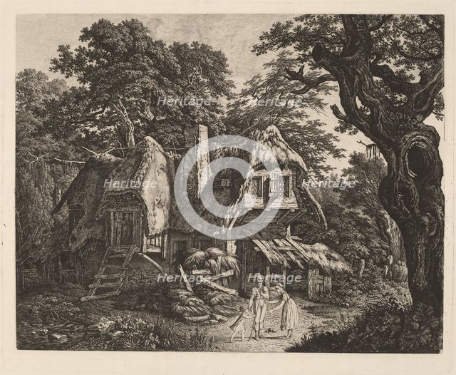 Straw-Thatched Hut with Landscape and Figures, 1807/1809. Creator: Carl Wilhelm Kolbe the elder.
