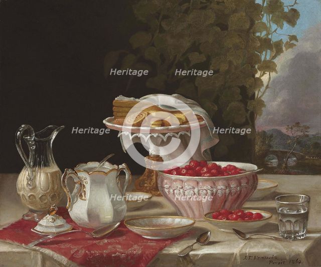 Strawberries and Cakes, 1860. Creator: Francis, John F. (1808-1886).