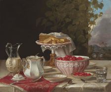 Strawberries and Cakes, 1860. Creator: Francis, John F. (1808-1886)
