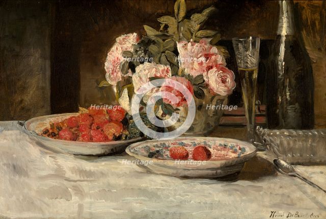 Strawberries and Champagne, 1881-1885. Creator: Henri Jean Augustin de Braekeleer.