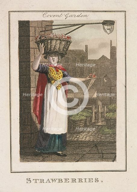 'Strawberries', Cries of London, 1804. Artist: Anon