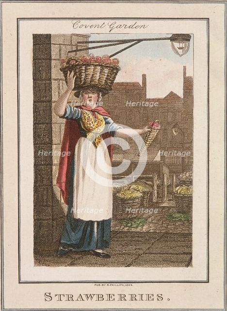 'Strawberries', Cries of London, 1804. Artist: Anon
