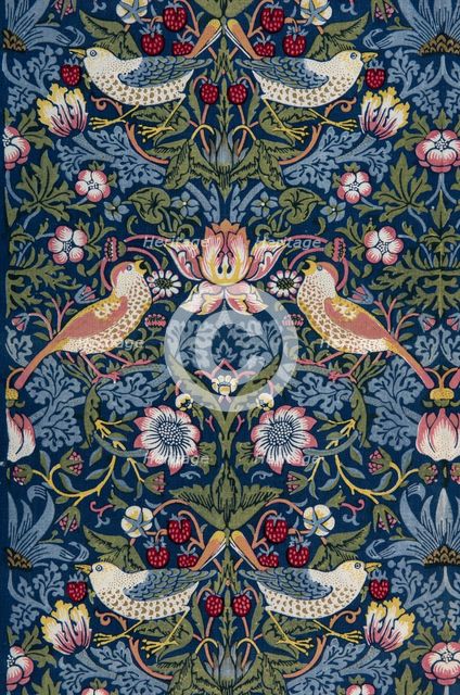 Strawberry Thief. Decorative fabric, 1883. Creator: Morris, William (1834-1896).