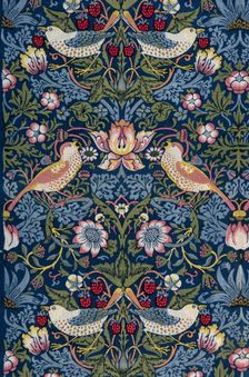 Strawberry Thief. Decorative fabric, 1883. Creator: Morris, William (1834-1896)