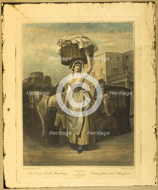 Strawberrys, Scarlet Strawberrys, Plate 9 from The Cries of London, 1799. Creator: Unknown.