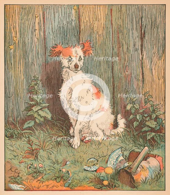 Stray dog befriended by good man of Islington, c1879.  Creator: Randolph Caldecott.