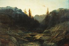 Stream in Mountains at Dusk, mid or late 19th century. Creator: Gustave Doré