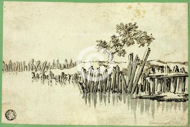 Stream with Pilings, n.d. Creator: Willem van de Velde I.