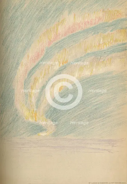 'Streamers of Aurora Borealis, 28th November 1893. Pastel Sketch', 1893 (1897). Artist: Fridtjof Nansen.