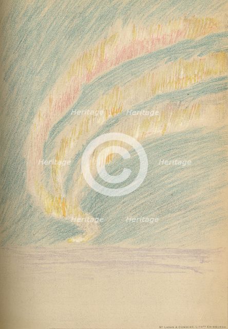 'Streamers of Aurora Borealis, 28th November 1893. Pastel Sketch', 1893 (1897). Artist: Fridtjof Nansen.