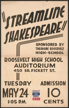 Streamline Shakespeare, [193-]. Creator: Unknown