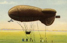 Streamlined barrage balloon with basket, 1918, (1932). Creator: Unknown