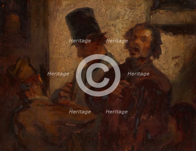 Street Musicians, c. 1855. Creator: Style of Honoré Victorin Daumier.