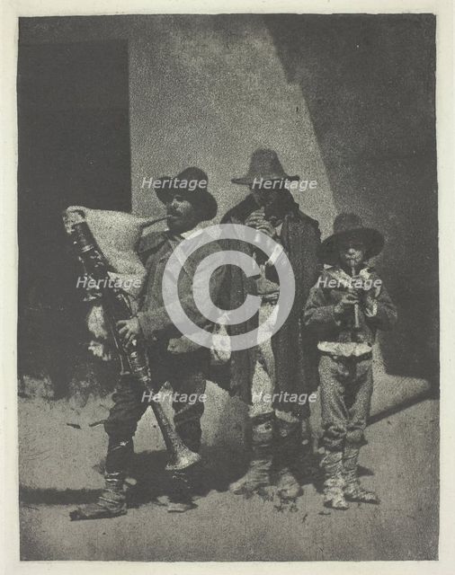 Street Musicians Standing, c. 1855, printed 1982. Creator: Charles Nègre.
