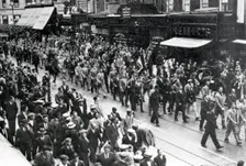 Street March through East London, Sir Oswald Mosley's Union Movement, 1936. Creator: Unknown