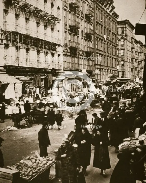 Street market on Orchard Street, Lower East Side, New York, USA, early 1930s. Creator: Frederick Bradley.