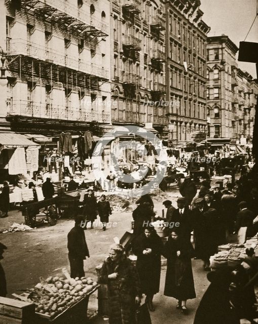 Street market on Orchard Street, Lower East Side, New York, USA, early 1930s. Creator: Frederick Bradley.