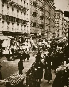 Street market on Orchard Street, Lower East Side, New York, USA, early 1930s. Creator: Frederick Bradley