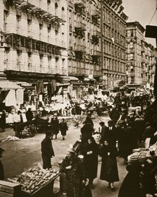 Street market on Orchard Street, Lower East Side, New York, USA, early 1930s. Creator: Frederick Bradley