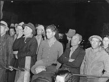 Street meeting at night...outside of Shafter, California, 1938. Creator: Dorothea Lange