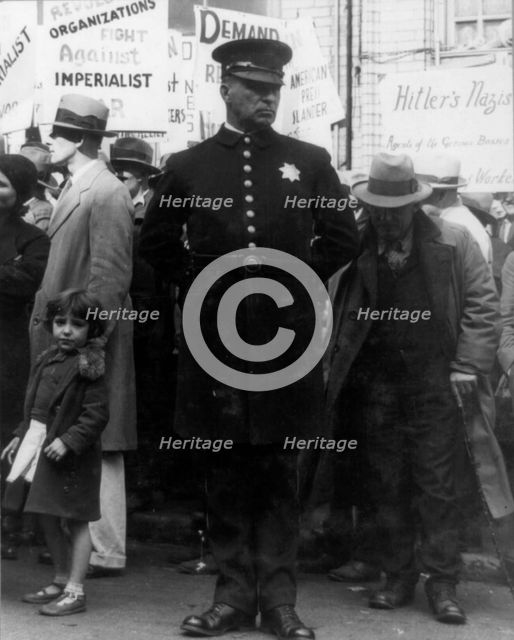 Street meeting, San Francisco, California, 1936. Creator: Dorothea Lange.