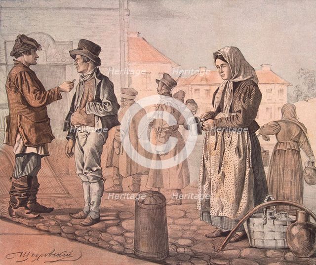 Street Milk Seller (From the Series These Are Our People), 1842. Artist: Shchedrovsky, Ignati Stepanovich (1815-1870)