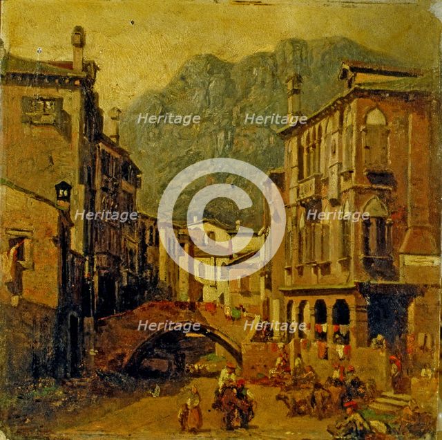  'Street of a village', 1867 by Josep Armet.