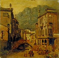 Street of a village 1867 by Josep Armet