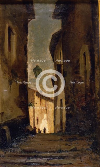 Street of a village' by Modest Urgell.