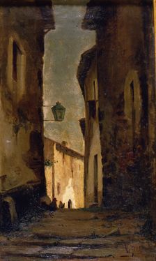Street of a village by Modest Urgell