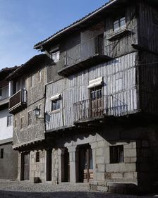 Street of La Alberca (Salamanca), and a house façade