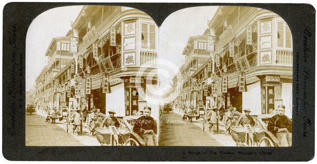 Street of tea houses, Shanghai, China, 20th century.Artist: ME Wright