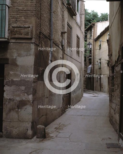 Street of the old Jewish Quarter in Tudela, Navarra.